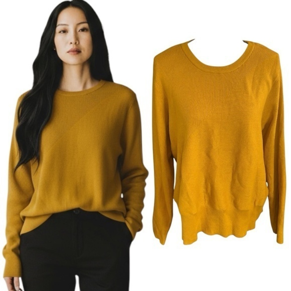 Apt. 9 Gold Crew Neck Sweater Long Sleeve Ribbed‎ Knit Texture Top Size XXL